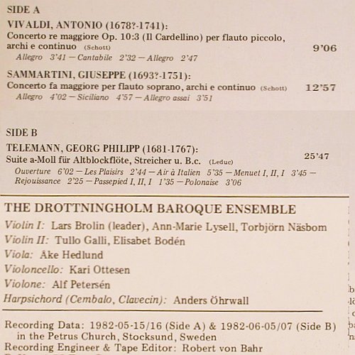 V.A.Baroque Recorder Concerti: Vivaldi,Sammartini,Telemann, Foc, BIS (LP-210&sol;76.26405), D, 1982 Typ: LP Best.-Nr.: K1530 Preis: 9,00 Euro.