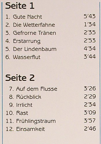 Schubert,Franz: Die Winterreise,Einsamkeit, Foc, Bayer Records(BR 30 010/11), D, 1987 - 2LP - K1531 - 12,50 Euro