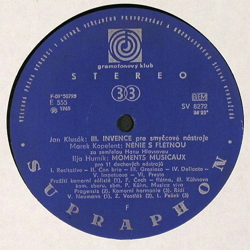 V.A.Musica Nova,Bohemica et Slovaca: New Czech Compositions, Supraphon (SUA 18654), CZ,vg+&sol;vg+, 1965 Typ: LP Best.-Nr.: K1536 Preis: 14,00 Euro.