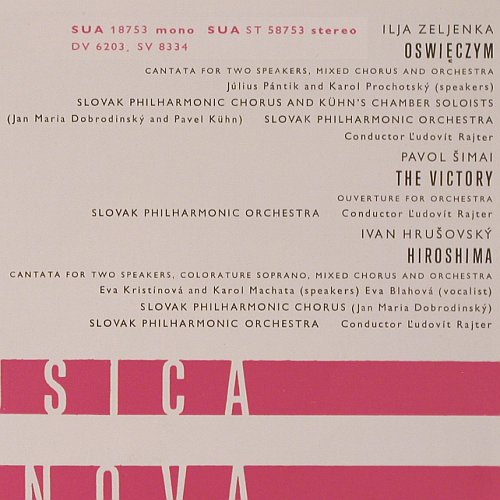 V.A.Musica Nova,Bohemica et Slovaca: Ilja Zljenka-Oswieczym, m-&sol;vg+, Supraphon (SUA 18753), CZ, 1966 Typ: LP Best.-Nr.: K1538 Preis: 14,00 Euro.