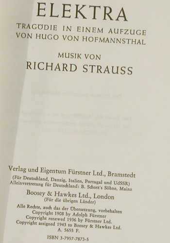 Strauss,Richard: Elektra, Box, Libretto, Book, D.Gr. (18 690&sol;91), D, Mono, 1961 Typ: 2LP Best.-Nr.: K1546 Preis: 17,50 Euro.