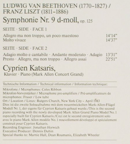 Beethoven,Ludwig van &sol; Liszt: Sinfonie Nr.9 D-moll, op.125, Foc, Teldec (6.42956 AZ), D, 1983 Typ: LP Best.-Nr.: K1562 Preis: 5,00 Euro.