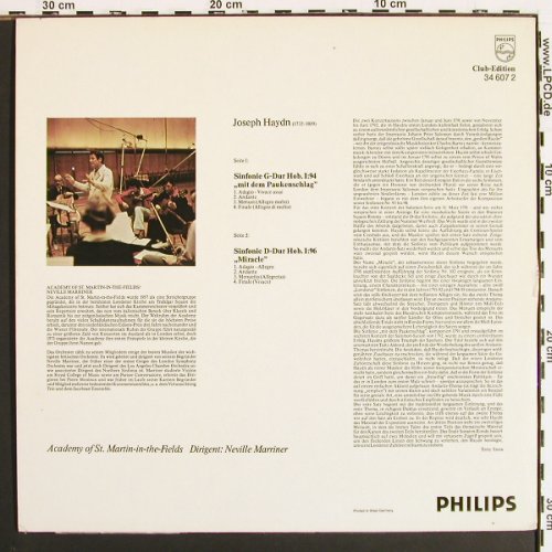 Haydn,Joseph: Sinfonien Hob.I: 94, Hob.I:96, (1), Philips Club-Ed. (34 607 2), D Typ: LP Best.-Nr.: K1563 Preis: 5,00 Euro.