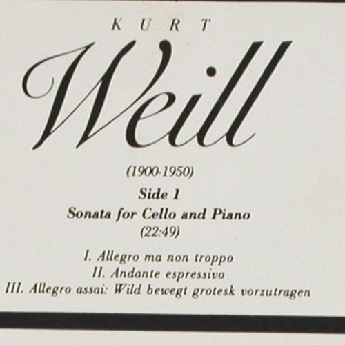 Weill,Kurt &sol; Ern&ouml; Dohnanyi: Sonatas For Cello & Piano, Nonesuch (D-79016), US, 1981 Typ: LP Best.-Nr.: K1564 Preis: 5,00 Euro.
