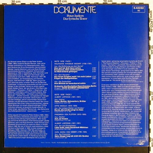 Anders,Peter: Der Lyrische Tenor (19??/1937), Telefunken(6.42232 AJ), D, 1977 - LP - K1565 - 5,00 Euro