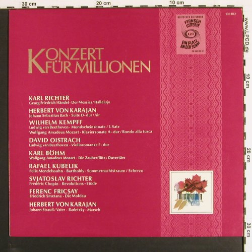 V.A.Konzert F&uuml;r Millionen: Richter, Karajan, Kempff..., D.Gr.&sol;Fernsehlotterie (104 812), D, 1961 Typ: LP Best.-Nr.: K1570 Preis: 4,00 Euro.