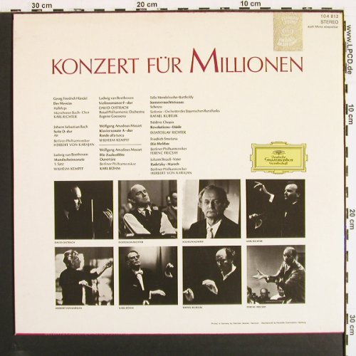 V.A.Konzert F&uuml;r Millionen: Richter, Karajan, Kempff..., D.Gr.&sol;Fernsehlotterie (104 812), D, 1961 Typ: LP Best.-Nr.: K1570 Preis: 4,00 Euro.