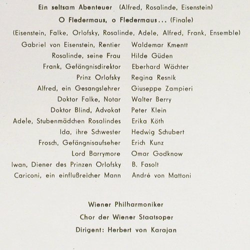 Strau&szlig;,Johann: Die Fledermaus-Operettenquerschnitt, Eterna (8 25 532), DDR, 1973 Typ: LP Best.-Nr.: K1577 Preis: 6,00 Euro.
