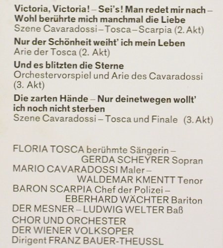 Puccini,Giacomo: Tosca- Gr.Querschnitt, Baccarola Auslese (77 035 ZR), D Typ: LP Best.-Nr.: K1588 Preis: 4,00 Euro.