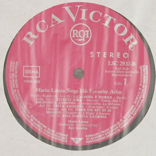 Lanza,Mario: singt seine Lieblingsarien, RCA(LSC 2932-B), D,  - LP - K1595 - 6,00 Euro