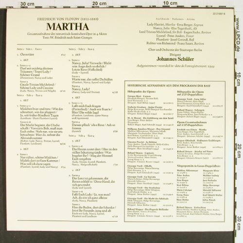 Flotow,Friedrich von: Martha, Foc, Historische Aufn.1944, BASF (22 21997-6), D, Mono, 1974 Typ: 2LP Best.-Nr.: K1609 Preis: 6,00 Euro.
