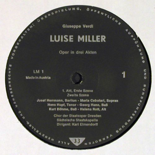 Verdi,Giuseppe: Luisa Miller, in drei Akten, m-/vg+, LM(LM 1-4), A, Foc,  - 2LP - K1619 - 9,00 Euro