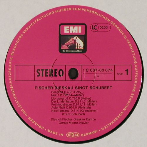 Fischer-Dieskau, Dietrich: singt Schubert (1961-1965), EMI(037-03 074), D,  - LP - K1627 - 6,00 Euro
