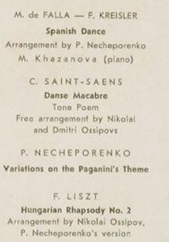 Necheporenko,Pavel: Balalaika-Mozart, Lully,Bach,vg+&sol;m-, Melodia (33CM 02713-14(a), UDSSR Typ: LP Best.-Nr.: K1638 Preis: 7,50 Euro.