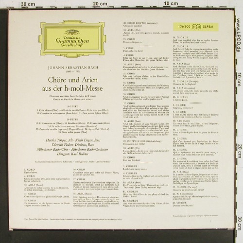 Bach,Johann Sebastian: Aus der H-Moll Messe BWV 232, D.Gr. (SLPEM 136 300), D, 1963 Typ: LP Best.-Nr.: K1641 Preis: 7,50 Euro.