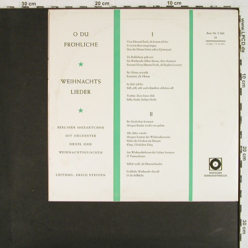 Berliner Mozartchor &sol; Erich Steffen: O Du Fr&ouml;hliche..., Deutscher Schallpl.Club (C 043), D, Ri Typ: 10" Best.-Nr.: K1643 Preis: 5,00 Euro.