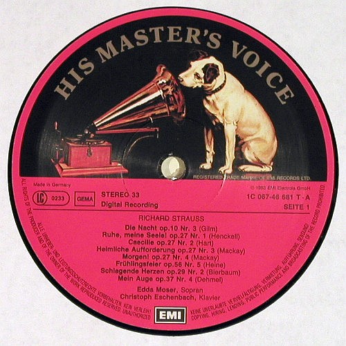 Strauss,Richard &sol; Brahms: Lieder von, EMI (067-46 681), D, 1983 Typ: LP Best.-Nr.: K1650 Preis: 7,50 Euro.