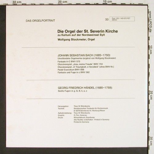 Stockmeier,Wolfgang: Johann Sebastian Bach &sol; H&auml;ndel, Psallite Orgelportrait (PSAL 120&sol;140672), D, Mono Typ: LP Best.-Nr.: K1675 Preis: 20,00 Euro.