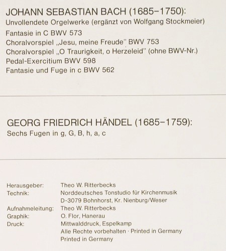 Stockmeier,Wolfgang: Johann Sebastian Bach &sol; H&auml;ndel, Psallite Orgelportrait (PSAL 120&sol;140672), D, Mono Typ: LP Best.-Nr.: K1675 Preis: 20,00 Euro.