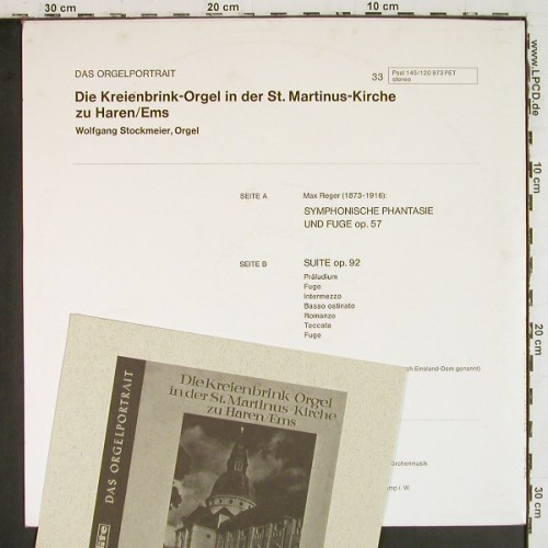 Stockmeier,Wolfgang: Max Reger, Booklet, m-&sol;m, Psallite Orgelportrait (PSAL 145&sol;120973), D Typ: LP Best.-Nr.: K1681 Preis: 20,00 Euro.