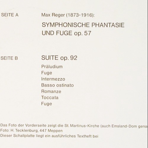 Stockmeier,Wolfgang: Max Reger, Booklet, m-&sol;m, Psallite Orgelportrait (PSAL 145&sol;120973), D Typ: LP Best.-Nr.: K1681 Preis: 20,00 Euro.