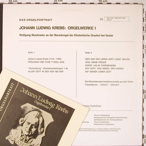Stockmeier,Wolfgang: Johan Ludwig Krebs,Orgelwerke I, Psallite Orgelportrait (PSAL 162&sol;200974), D Typ: LP Best.-Nr.: K1684 Preis: 20,00 Euro.