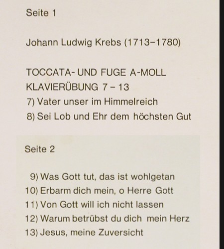Stockmeier,Wolfgang: Johann Ludwig Krebs, Orgelwerke II, Psallite Orgelportrait (163&sol;240974), D Typ: LP Best.-Nr.: K1685 Preis: 20,00 Euro.