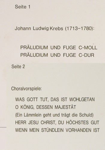 Stockmeier,Wolfgang: Johann Ludwig Krebs, Orgelwerke III, Psallite Orgelportrait (178&sol;150975), D Typ: LP Best.-Nr.: K1686 Preis: 20,00 Euro.