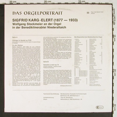 Stockmeier,Wolfgang: Sigfrid Karg-Elert, Psallite Orgelportrait (PSAL 194&sol;150677), D Typ: LP Best.-Nr.: K1689 Preis: 20,00 Euro.