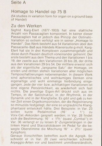 Stockmeier,Wolfgang: Sigfrid Karg-Elert, Psallite Orgelportrait (PSAL 194&sol;150677), D Typ: LP Best.-Nr.: K1689 Preis: 20,00 Euro.