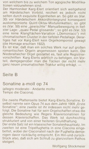Stockmeier,Wolfgang: Sigfrid Karg-Elert, Psallite Orgelportrait (PSAL 194&sol;150677), D Typ: LP Best.-Nr.: K1689 Preis: 20,00 Euro.