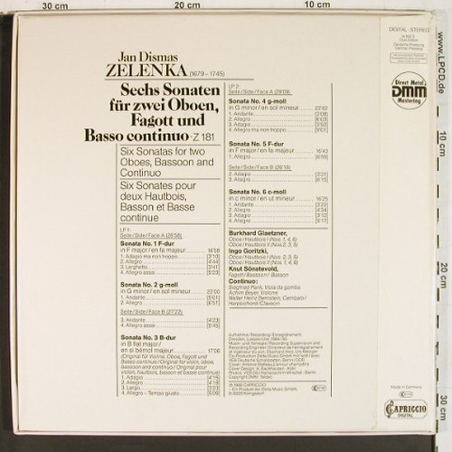 Zelenka,Jan Dismas: Sechs Sonaten f.Oboen,Fagott..., Capriccio,Club Ed. (14 652 2), D, Box, 1986 Typ: 2LP Best.-Nr.: K1691 Preis: 12,50 Euro.