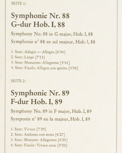 Haydn,Joseph: Sinfonien Nr.88 & 89, Foc, D.Gr. (2530 343), D, 1973 Typ: LP Best.-Nr.: L2087 Preis: 5,00 Euro.