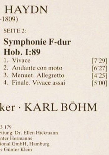 Haydn,Joseph: Sinfonien Nr.88 & 89, D.Gr. Serie Galerie (2543 179), D, Ri.73, 1983 Typ: LP Best.-Nr.: L2743 Preis: 5,00 Euro.