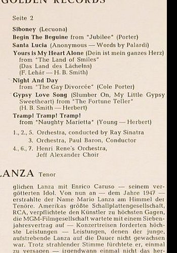 Lanza,Mario: Das war M.L., Golden Records, RCA Victor(26.21109 AS), D,Ri,  - LP - L3750 - 5,00 Euro