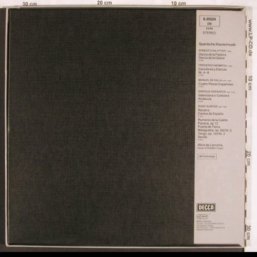 V.A.Spanische Klaviermusik: Albeniz, De Falla, Granados..., Box, Decca (6.35524 DX), D, 1975 Typ: 2LP Best.-Nr.: L7534 Preis: 9,00 Euro.