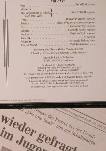 Korngold,Wolfgang: Die Tote Stadt, Box, RCA Red Seal (ARL3-1199), US, 1975 Typ: 3LP Best.-Nr.: L9389 Preis: 17,50 Euro.