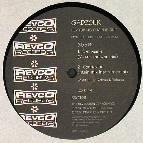 Gadzouk: Connexion*4, f.Charlie One (D&B), Revco (REVCT011), UK, 1996 Typ: 12" Best.-Nr.: V6074 Preis: 7,50 Euro.