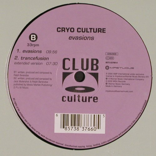 Cyro Culture: Trancefusion*3+1, Club Culture, FLC (8573 83766-0), D, 2000 Typ: 12" Best.-Nr.: V6218 Preis: 7,50 Euro.