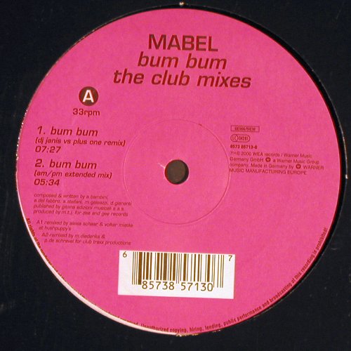 Mabel: Bum Bum*3+Disco Disco, Club Mixes), WEA (8573 85713-0), D, 2000 Typ: 12" Best.-Nr.: V6259 Preis: 4,00 Euro.
