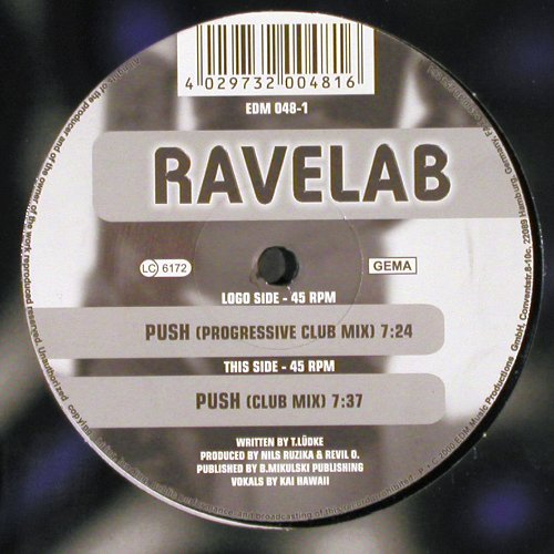 Ravelab: Push*2, EDM, FLC (EDM 048-1), D, 2000 Typ: 12" Best.-Nr.: V6369 Preis: 6,00 Euro.