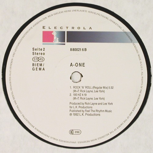 A-One: Rock'n'Roll *2, Electrola (1C060-7243 8), D, 1992 Typ: 12" Best.-Nr.: V8056 Preis: 5,00 Euro.