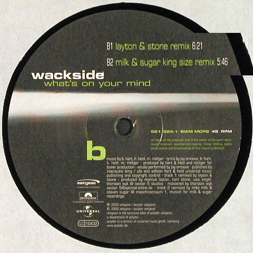 Wackside: What's On Your Mind *3, Zeitgeist &sol; Polydor (561 624-1), D, 2000 Typ: 12" Best.-Nr.: V8066 Preis: 5,00 Euro.