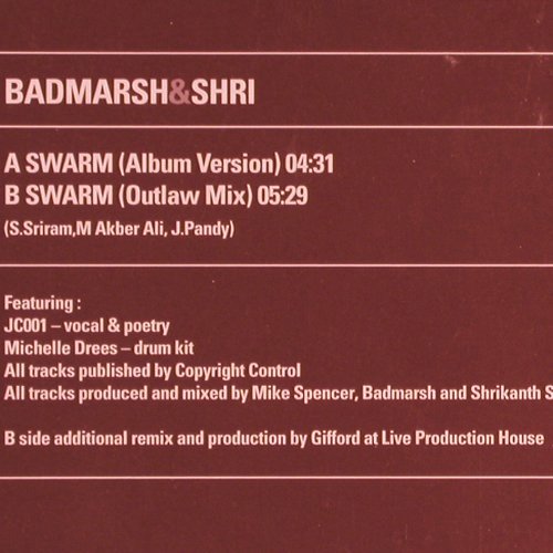 Badmarsh & Shri: Swarm*2, FS-New sealed, Outcaste (OUT 34X), UK, 2001 Typ: 12" Best.-Nr.: Y295 Preis: 6,00 Euro.