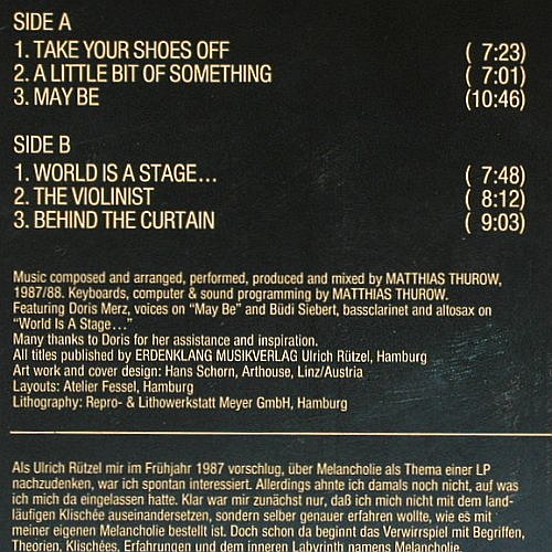 Thurow,Matthias: Melancholia, Erdenklang (IRS 942.168), D, 1988 Typ: LP Best.-Nr.: Y478 Preis: 7,50 Euro.