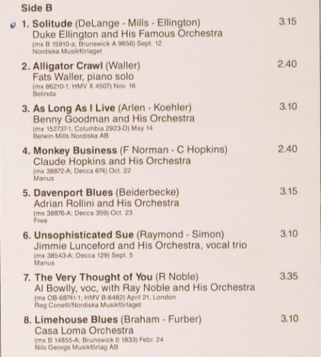 V.A.On the sunny side otStreet 1934: Fats Waller... Cassa Loma Orch., Phontastic(NOST 7653), S, 1984 - LP - V3893 - 9,00 Euro