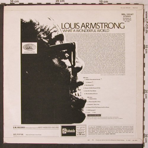 Armstrong,Louis: What A Wonderful World, EMI Stateside(SSl 10247), UK, 1968 - LP - V3951 - 9,00 Euro