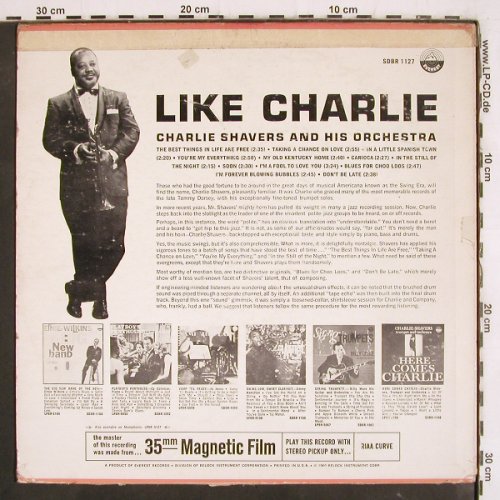 Shavers,Charlie and his Orch.: Like Charlie, vg+/vg-, toc, Everest Records (SDBR 1127), US, 1960 Typ: LP Best.-Nr.: V3985 Preis: 9,00 Euro