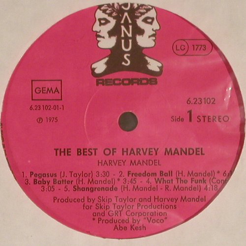 Mandel,Harvey: The Best Of, Janus (6.23102 AO), D, 1975 Typ: LP Best.-Nr.: V4183 Preis: 9,00 Euro