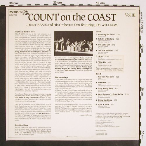 Basie,Count and his Orchestra: Count on the Coast Vol.3,J.Williams, Phontastic(PHONT 7575), S (1958), 1986 - LP - V4233 - 9,00 Euro